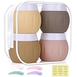 Travel Containers for Toiletries, GLAMFIELDS TSA Approved 1.7oz 50ml Travel Size Silicone Cream Jars BPA Free, Leak-proof Travel Essentials with Lid for Cosmetic Face Hand Body Cream Apricot (4 Pack)