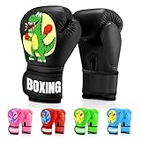 JUOIFIP Gants de Boxe Enfants 4oz, Gants dentraînement Primaire en PU, Adaptés aux 3 12 Ans Entraînement Gants de Boxe pour Sac de Frappe Kickboxing Muay Thai,Noir