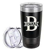 Ships Next Day, Custom Personalized 20 Oz Tumbler with Name and Logo, Laser Engraved 20 Oz Stainless Steel Travel Mug Cup with Lid, Custom Coffee Travel Cup Mug Tumbler