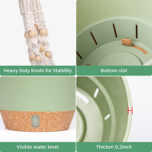 Qcqhdu Hanging Planters For Indoor Plants,2 Pack Macrame Plant Hanger With Pots With Cotton Rope,Hanging Plant Holder Outdoor Home Decor. (Green-10 Inch) #TOP4