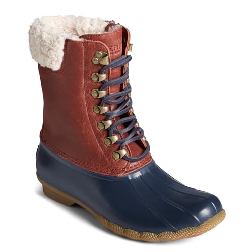 Sperry Women's Saltwater Tall Snow Boot, Red/Navy, 9.5