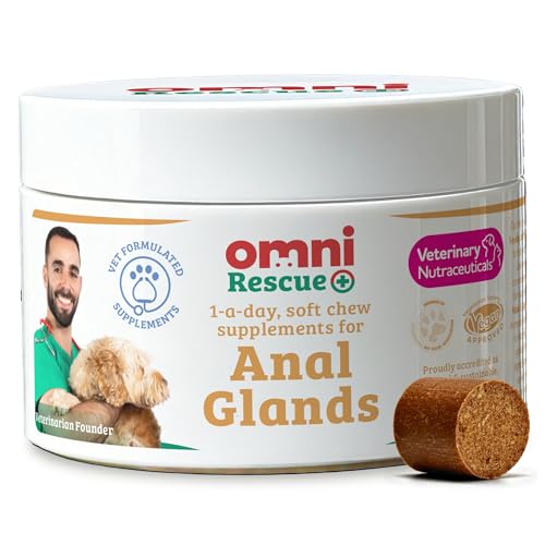 Omni Anal Glands Dog Supplements - Dragons Den Winners One-a-Day Pro Fibre for Dogs Supplement with Apple Pectin Dog Treat for Full Odorous Glands Pumpkin for Dogs 30 Servings Small 0-15 Kg