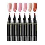 6PC Quick Dry 3 in 1 Nail Varnish Pens for DIY Nail Art, Colored Gel Nail Polish Pens Set, Quick Drying Easy Application Crafts Pen, Long-Lasting Vibrant Color, Portable Nail Pen for Home & Travel-B