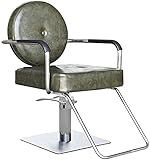 Giratorio con elevador de altura ajustable, perfecto para peluqueros profesionales. Espuma de alta densidad cubierta con cuero PU superior para mayor comodidad.