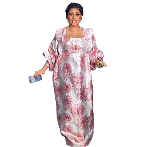 Image of HD African Print Dress for Woman Embroidery Pattern Maxi Dress