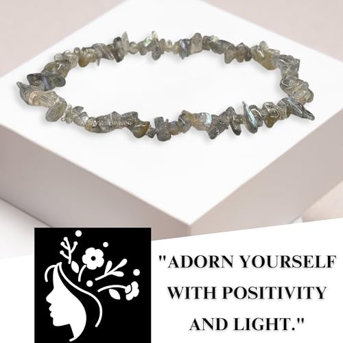 Image of Certified Labradorite Bracelet for Women Men with Healing Crystal and Reiki Stone - Beautiful Gemstone Beaded Bracelet for Balance, Harmony & Positive Energy (Chips Stone Beads)
