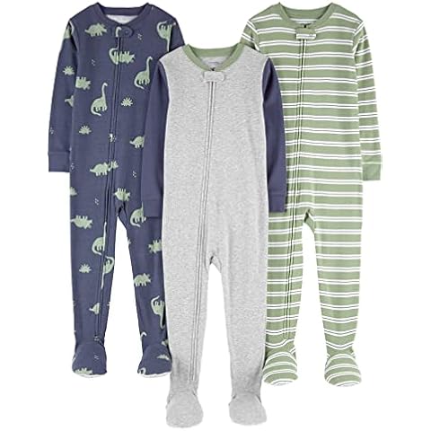 Simple Joys by Carter's Olive Dinos Footed Pajamas 3-Pack Cover