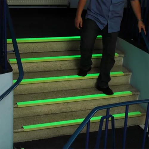 Fita Adesiva Antiderrapante 5 Metros Fluorescente Brilha No Escuro Neon Piso Chao Escada Degrau Ramp