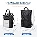 GOLF QUALITY Rolltop Rucksack Damen Herren, Rucksack Tasche 2 in 1 Damen Foldable Handtasche Leichtgewicht Casual Schultertasche Nylon Reiserucksack Arbeit Wander,22L Schwarz