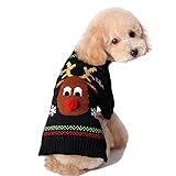 HRTTSY Hundepullover für Weihnachten Cartoon Rentier Haustier Katze Winter Strickwaren Warme Kleidung