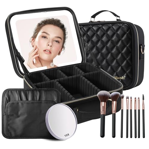 Bolsa de maquillaje con espejo LED de brillo ajustable e interior modular Mocado