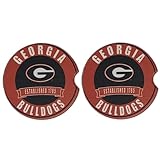 Fan Creations University of Georgia Set of 2 Car Coasters Removable Absorbent Ceramic Stone Coasters - Ideal Gift for Students, Alumni and Everyday Fan - Show Your SEC NCAA Team Spirit