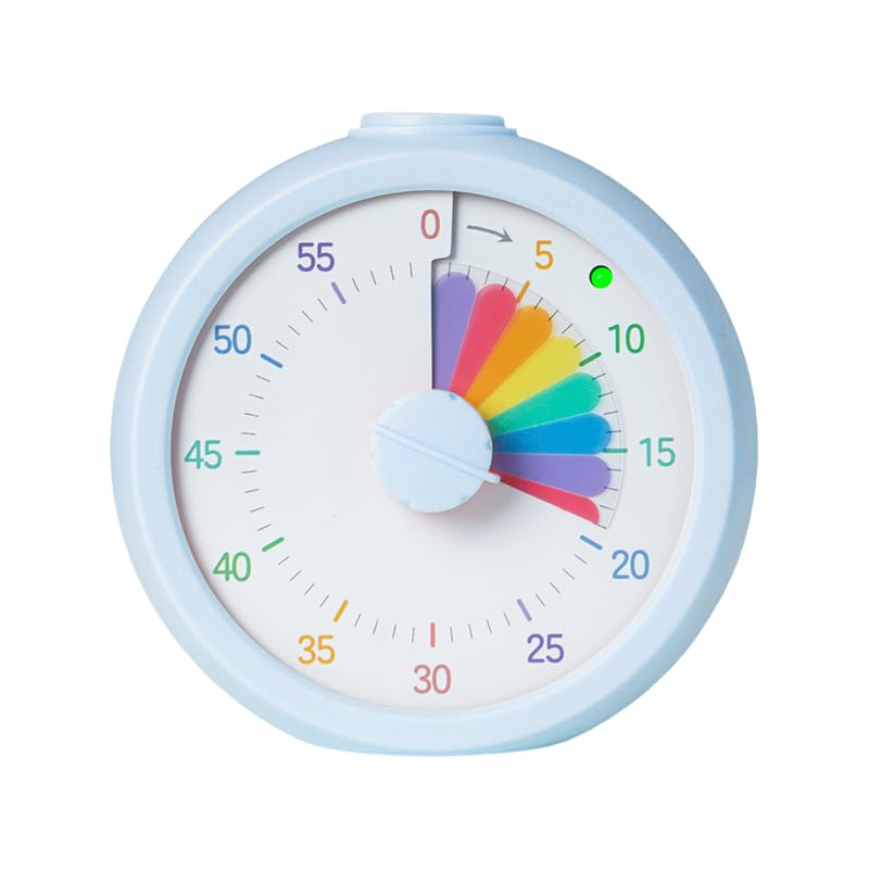 Visual Timer for Kids 60 Minute Visual Countdown for Classroom Home Kids Time Management Tools Classroom Teaching Timer Rainbow Pattern(Blue-rainbow)