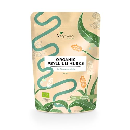 Vegavero Organic Psyllium Husk 400g | 5000 mg per dose | Pure Natural Soluble Fiber Supplement | NO Additives | Lab Tested | Vegan