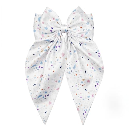 Image of Radhu & Kabby Printed Hair Bow Clip for Women | Cute Long Tail Fabric Bow Ponytail Holder | Stylish Everyday Casual Fashion Accessory | Pack of 1