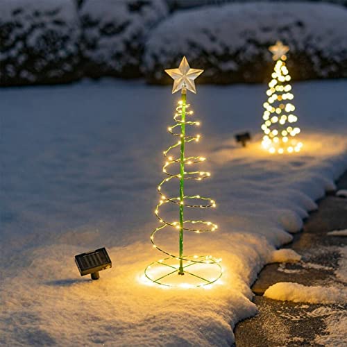 Solar Lichterketten außen Weihnachtsdeko aussen Weihnachtsbaum 50 * 20CM, Deko Weihnachten LED Solar Lampen für Garten draußen, Deko Weihnachten Stern LED für Outdoor Black Friday 2021 (02-Gelb) Cover