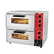 CROSSON Forno Pizza Elettrico Doppio 16 Pollici,Forno Pizza Professionale in Acciaio Inox 230V/4000W con Pietra e Maniglia,per Interni Ristorante Cottura Casa Cucina