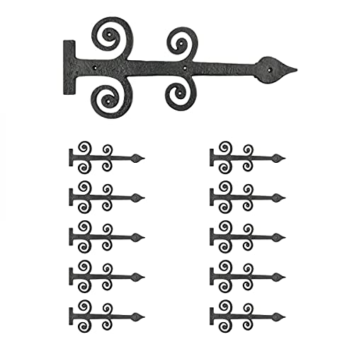 Renovators Supply Manufacturing Black Wrought Iron Garage Door Decorative Hardware 16 In Rust Resistant Spade Styled Rustic Dummy Strap Hinge With Mounting Hardware, Pack Of 10 #TOP3