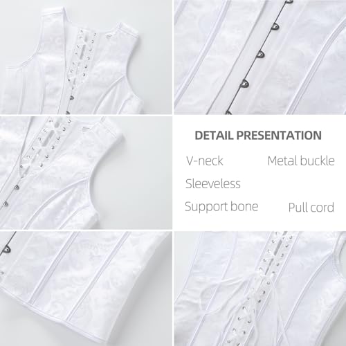 HUAMYTH Espartilho masculino colete branco colete justo medieval para palco de casamento, Branco, XG