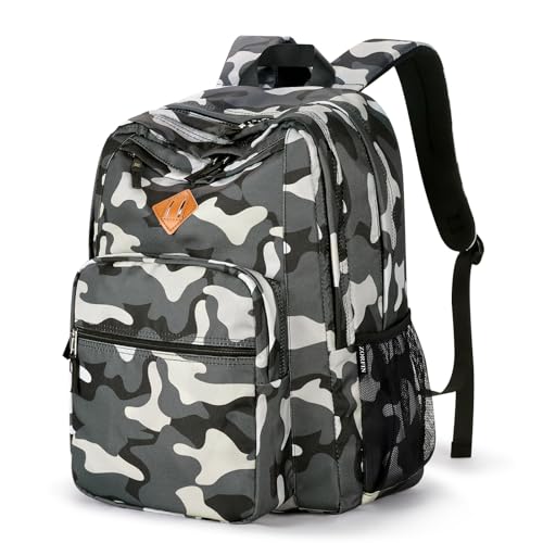 Image of ZORFIN 26L Backpack for College, and Travel: Water Resistant Bookbag - Camo Black