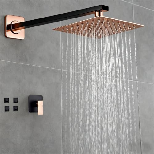 LRVBKUSAV Shower Faucet Set, Single Function Stainless Steel Rainfall Shower
