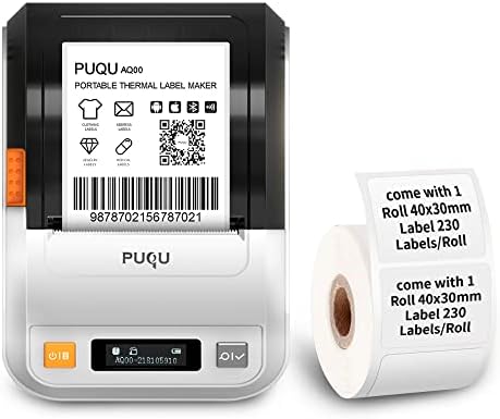 PUQU Label Maker | Portable Bluetooth Thermal Label Printer Q00 with Rechargeable Battery, Apply to Clothing, Jewelry, Retail, Mailing, Barcode and More, Compatible for Android & iOS System