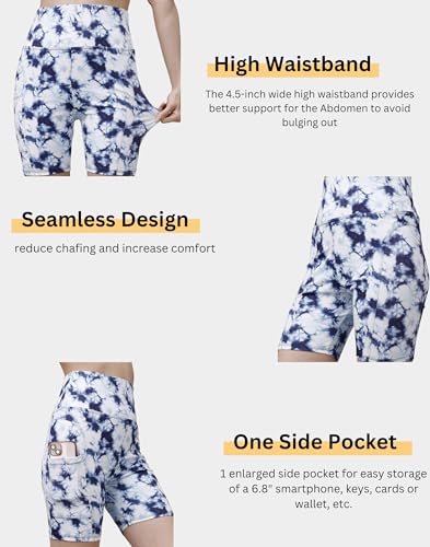 Image of Women's Polyester Stretchable Gym Shorts with Side Pockets High Waist Slim Fit Above Knee Length Activewear Tights Gym Fitness Cycling Running Yoga Shorts for Women