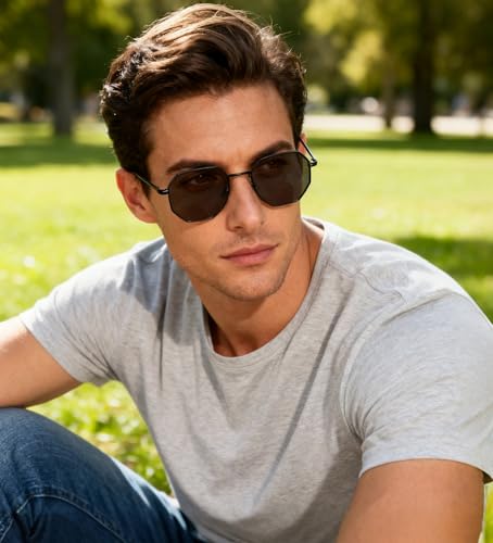 Retro Square Sunglasses for Women and Men Polygon Mirrored Lens Vintage Square Shades DJ100063