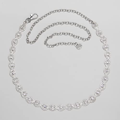 Yooai Rhinestone Belt For Women Dresses Sliver Belt Sparkly Crystal Waist Belt For Formal Dress Evening Dresses #TOP2