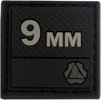 9mm Hook Patch, Mini 1.0 x 1.0 inch Size, Black White Text