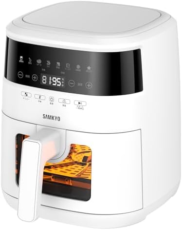 SAMKYO ノンフライヤー 4.2L 可視窓 大容量 1-4人用 エアフライヤー タッチパネル 日本語レシピ付き ノンフライヤー機 フライヤー 揚げ物 惣菜 F40 ホワイト