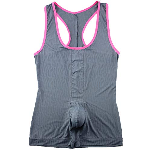 SPNSSTCR Men Athletic Supporters Undershirts Wrestling Singlet Sports Gym Jumpsuit Underwear Boxers (Grey, Medium)
