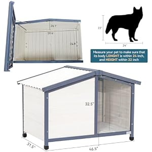 Petsfit Large Dog House, 46.5" L x 31.7" W x 32.5" H PVC Roof Outdoor Dog House for Small Medium Large Dogs, Durable Dog House for Easy Clean and Assemble, White Petsfit Large Dog House, 46.5″ L x 31.7″ W x 32.5″ H PVC Roof Outdoor Dog House for Small Medium Large Dogs, Durable Dog House for Easy Clean and Assemble, White