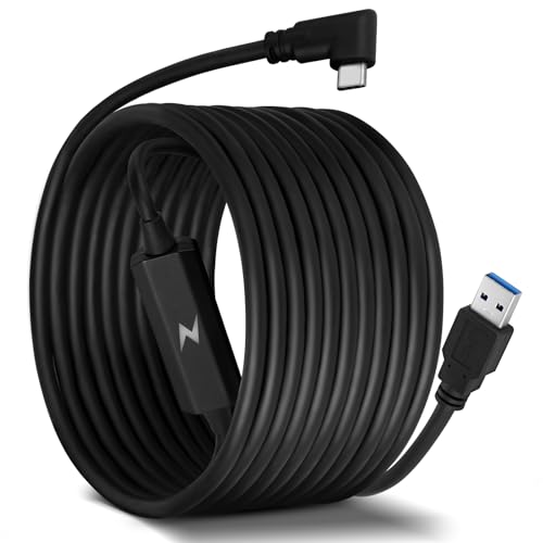 AXFEE Cavo Link Compatibile con Meta/Oculus Quest 3/Quest 2/Quest 1, USB 3.0 da tipo A a C Cavo di Collegamento da 5 m, Rapida e Ricarica con Porta Separata, per VR Oculus Quest Headset e Gaming PC