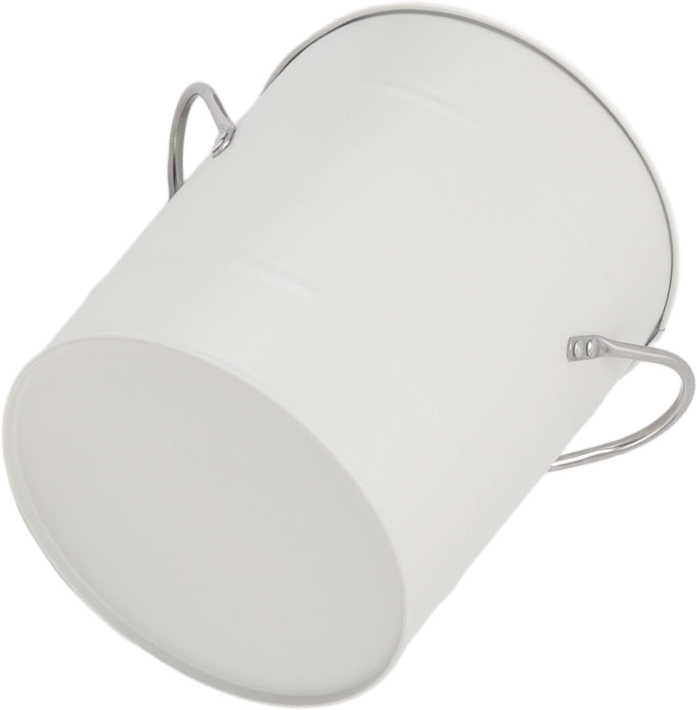 Round Ice Bucket with Handle and Shovel Galvanized Beer Chiller Bin for Bar Home Parties Double Wall Design (White)