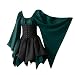 Wolfleague Femme Robe Médiévale Renaissance Robe Gothique Costume Manche Longue Déguisement Robe de Soirée Vintage Retro (L, Vert)