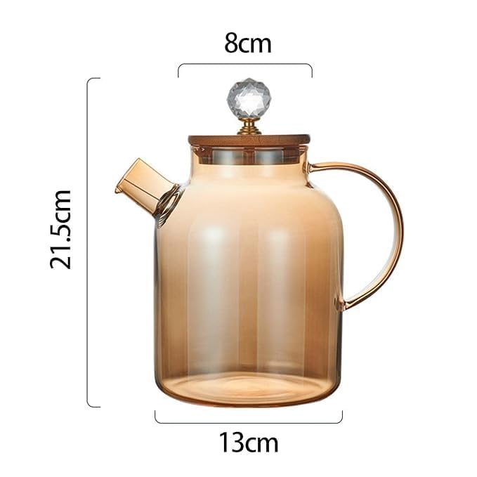 Image of 1.8L Gold Glass Pitcher with Lid - Elegant Carafe for Hot and Cold Beverages, Ideal for Dining Table and Entertaining