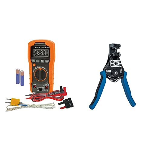 Klein Tools MM400 Multimeter & 11063W Wire Cutter / Wire Stripper, Heavy Duty Automatic Wire Stripper Tool for 8-20 AWG Solid and 10-22 AWG Stranded Electrical Wire