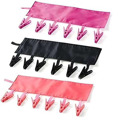 Product Image of the TamBee Travel Hangers Foldable for Suitcase Clothespin Travel Portable Folding Clothes Drying Hanger with 6 Clips Pack of 3 (Black, Red, Rose red)