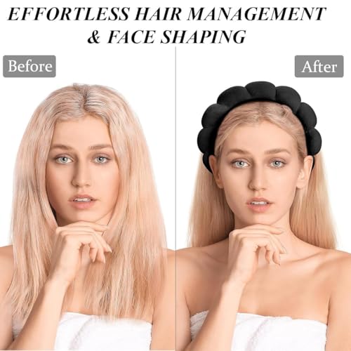 FENQURO 6 unids diadema para el pelo de mujer diadema spa para lavado de cara conjunto de puños de esponja suave para maquillaje y cuidado de la piel, diadema antideslizante para mujeres - imagen 4