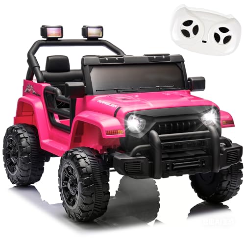 Fancyjoy 12V Ride on Toys for Toddlers, Kids' Electric Vehicles W/Parents Control, Ride on Truck Car with Music, Bluetooth, USB, Four-Wheels Suspension (Pink)