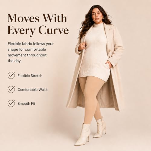 Image of DancMolly Plus Size Fleece Lined Tights Winter Warm Womens Tights, High Waisted Opaque Pantyhose