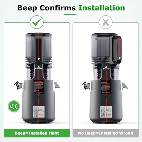 OMMO Cold Press Juicer Machines: 5.1" Wide Feed Chute Slow Masticating Juicer for Whole Fruits & Vegetables, Easy to Clean, High Juice Yield, BPA Free, Grey by OMMO - Image 5