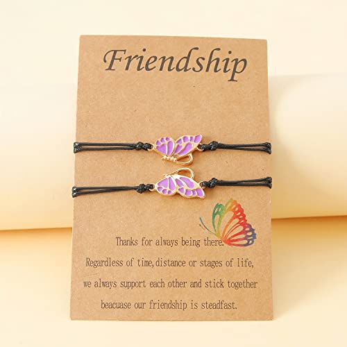 Fuqimanman2020 2pcs Long Distance Matching Enamel Butterfly Love Charm Bracelet Set for 2 Couple Best Friends BFF Friendship Mother Daughter Jewelry4