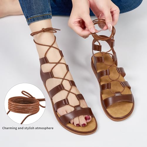 Image of HARENCE Summer Flat Sandals for Women: Comfortable Strappy Cross Lace Up Gladiator Flats Shoes Dressy Casual Non Slip Walking Sandal