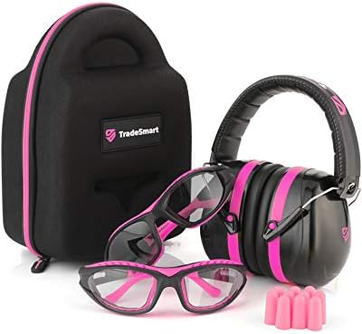 TradeSmart Certified Shooting Ear & Eye Protection, Earmuffs, Earplugs, Glasses & Case, Gift for Women & Men
