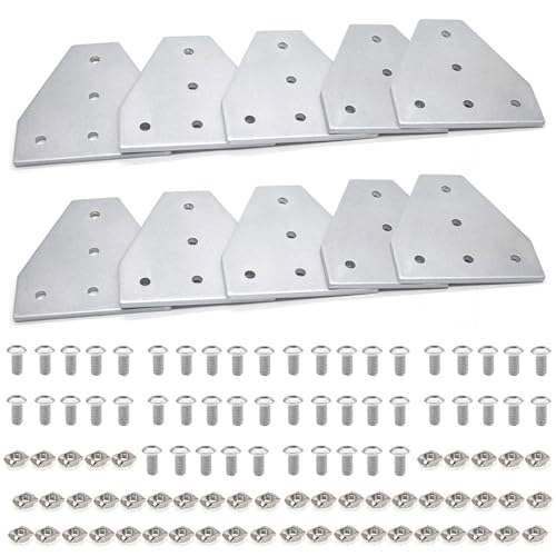 Image of 10pcs 2020 Bracket T Plate Connector Joint Plate T Slot Hardware V Slot Accessories 8020 Aluminum Extrusion Bracket Silver