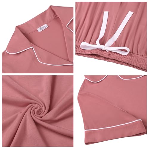 Image of Joyaria Bamboo Viscose Cooling Pajamas for Women Capri Button Front Pjs Set | Ideal for Night Sweats, Hot Sleeper Friendly, Breathable & Moisture Wicking, Short Sleeve Top