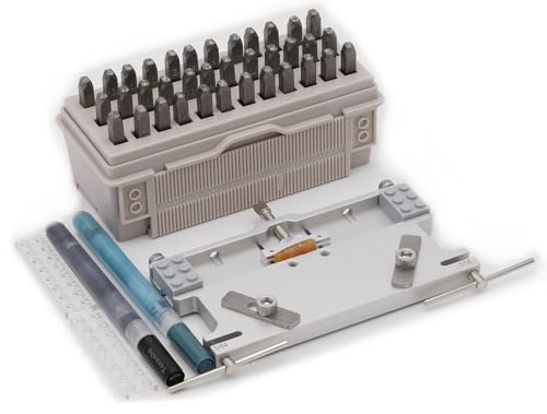 Tonosho Letter & Number Metal Stamping System with Alignment Tool & Anvil Block, A–Z & 0–9, HRC 62