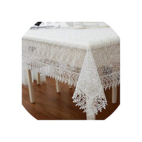 See Something White Europe Elegant Polyester Satin Full Lace Tablecloth Wedding Organza Table